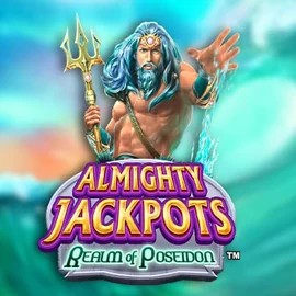 Almighty Jackpots – Realm of Poseidon by Novomatic, showcased at manekispins.com – game logo