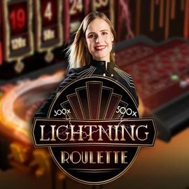 Lightning Roulette online game logo by Evolution on manekispins.com